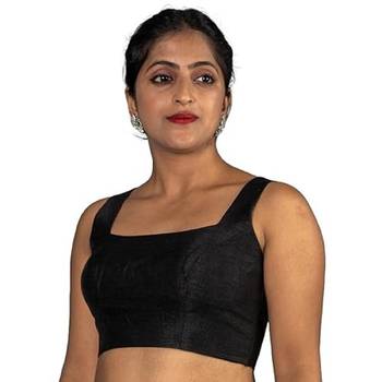 BLACK PLAIN SILK SILK V NECK BLOUSE 5