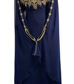 Navy Blue Georgette Zari Embroidered Kaftan for Women