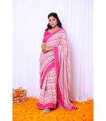 Multi checks mul cotton saree with embroidered blouse