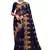 Navy blue resham zari embroidery work net saree