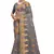 Grey resham zari embroidery work net saree
