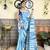 Kimisha women's sky blue georgette sequence saree with unstitched blouse piece
