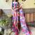 Kimisha women's multicolor georgette sequence saree with unstitched blouse piece