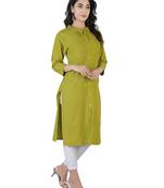 Textile cloth women's green color cotton plain kurta