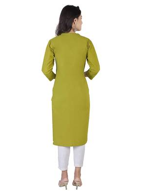 Textile cloth women's green color cotton plain kurta 2