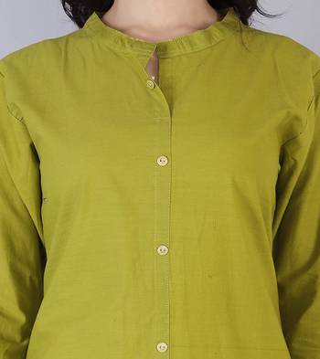 Textile cloth women's green color cotton plain kurta 3