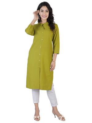 Textile cloth women's green color cotton plain kurta 5