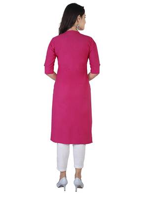 Textile cloth women's pink color cotton plain kurta 2