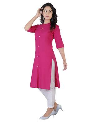 Textile cloth women's pink color cotton plain kurta 3