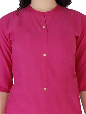 Textile cloth women's pink color cotton plain kurta 4