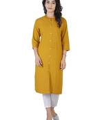 Textile cloth women's mustard color cotton plain kurta