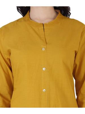 Textile cloth women's mustard color cotton plain kurta 4