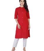 Textile cloth women's red color cotton plain kurta