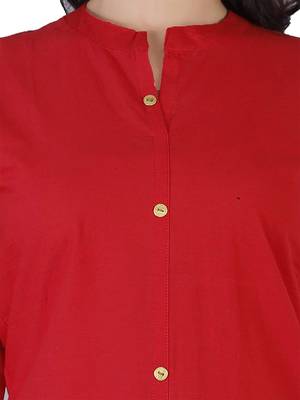 Textile cloth women's red color cotton plain kurta 3