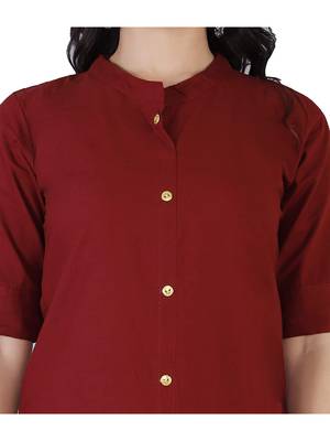 Textile cloth women's maroon color cotton plain kurta 3