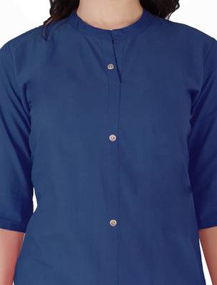 Textile cloth women's blue color cotton plain kurta 3