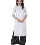 Textile cloth women's white color cotton plain kurta