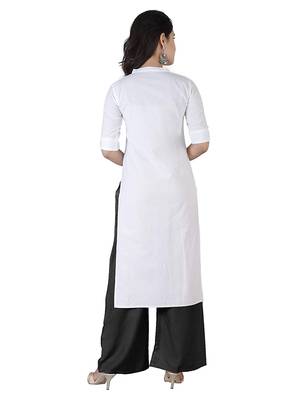 Textile cloth women's white color cotton plain kurta 2