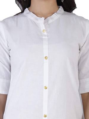 Textile cloth women's white color cotton plain kurta 3