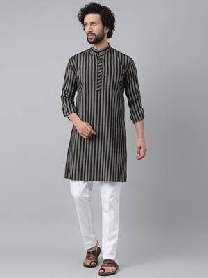 Riag men's striped ethnic long kurta. 1