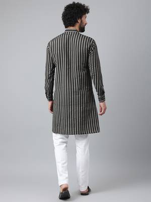 Riag men's striped ethnic long kurta. 3