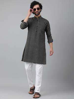 Riag men's striped ethnic long kurta. 4
