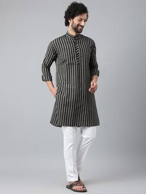 Riag men's striped ethnic long kurta. 5