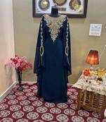 Teal Georgette Zari Work Kaftan