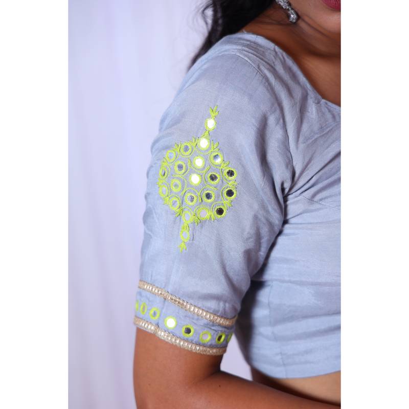 Ombre cotton gauze designer saree with hand embroidered blouse