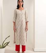 White floral printed kurta pant set