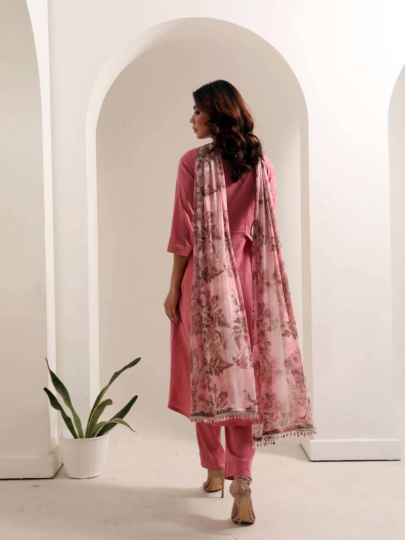 Pink smoking suit set