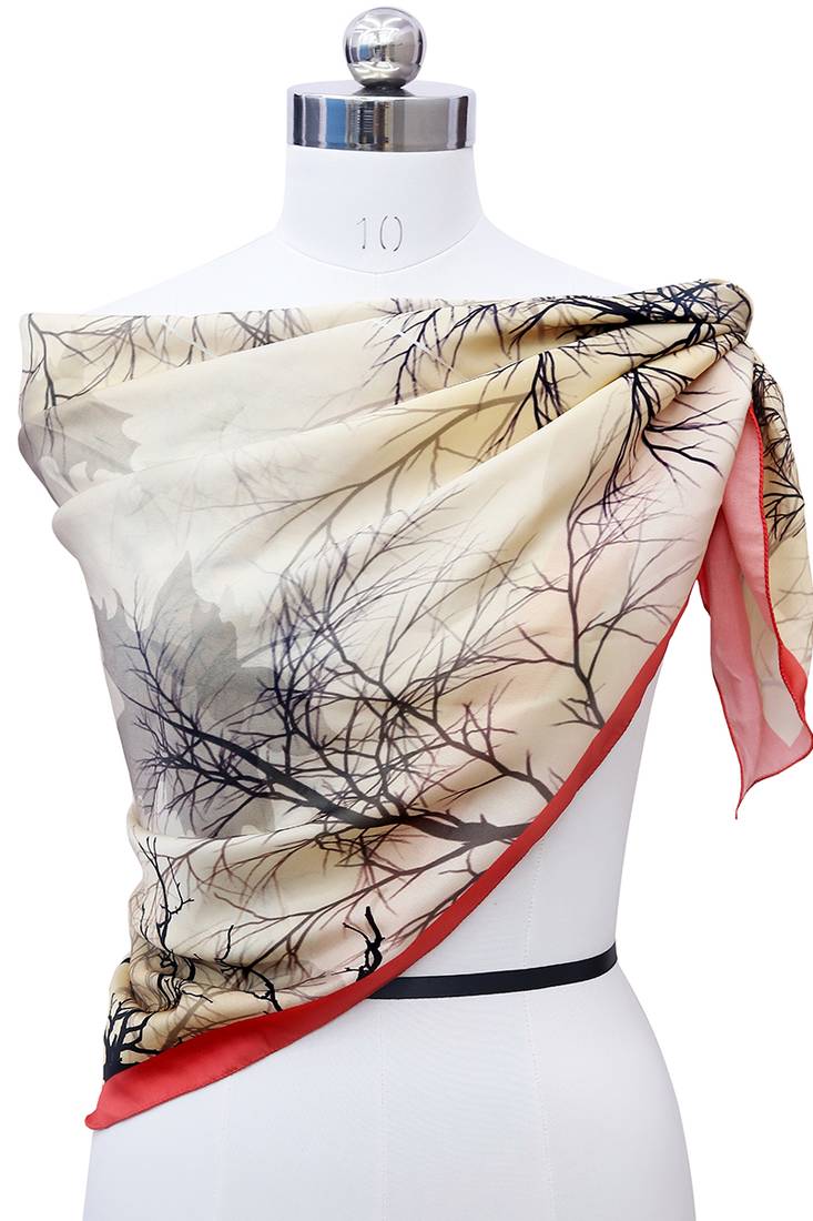 Stylish Square Satin Trendy Digital Printed Fashion Head Neck Scarf Stole Wrap Hijab Dupatta