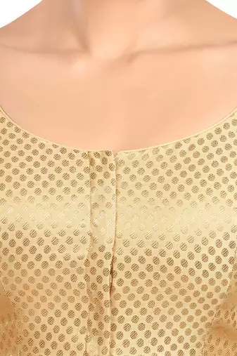 Neckbook Banarasi Gold Brocade Elbow Sleeves Round Neck Princess Cut Padded Readymade Saree Blouse
