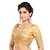 Neckbook Designer Gold Brocade Elbow Sleeves Round Neck Princess Cut Padded Readymade Saree Blouse