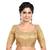 Neckbook Designer Gold Brocade Elbow Sleeves Round Neck Princess Cut Padded Ethnic Readymade Saree Blouse