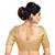 Neckbook Designer Gold Brocade Elbow Sleeves Round Neck Princess Cut Padded Ethnic Readymade Saree Blouse
