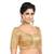 Neckbook Designer Gold Brocade Elbow Sleeves Round Neck Princess Cut Padded Ethnic Readymade Saree Blouse