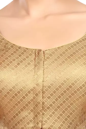 Neckbook Banarasi Design Gold Brocade Elbow Sleeves Round Neck Princess Cut Padded Readymade Saree Blouse