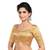 Neckbook Brocade Gold Elbow Sleeves Round Neck Princess Cut Padded Readymade Saree Blouse