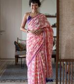 Suta Pink Abstract Pure Cotton Printed Printed Saree Without Blouse