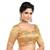 Neckbook Brocade Gold Elbow Sleeves Round Neck Princess Cut Padded Readymade Saree Blouse