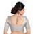 Neckbook Banarasi Design Silver Brocade Elbow Sleeves Round Neck Princess Cut Padded Readymade Saree Blouse