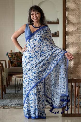 Suta multi abstract pure cotton printed printed saree