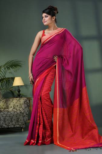 Rani cotton blend jacquard work handloom saree