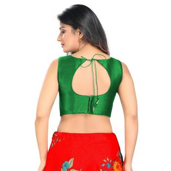 Green Solid Saree Blouse 2