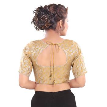 Gold Woven Design Saree Blouse 2
