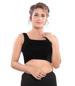 Black Solid Velvet Saree Blouse
