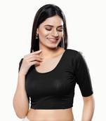Black Solid Stretchable Saree Blouse
