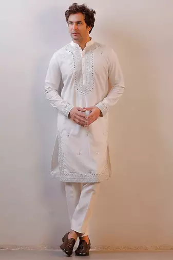 White Kurta with self bottom Ethnic Kurta for Mens Occasional, Traditional Festive Designer Stylish Wear  