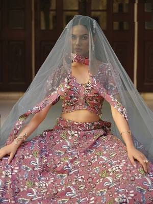  PINK COLOR PARTY WEDDING WEAR FLORAL PRINTED INDIAN LEHENGA CHOLI 3
